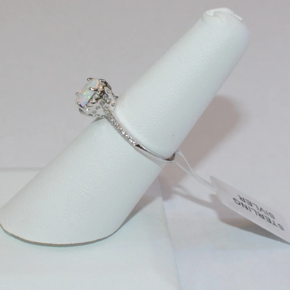 925 Sterling Silver White Opal Ring
